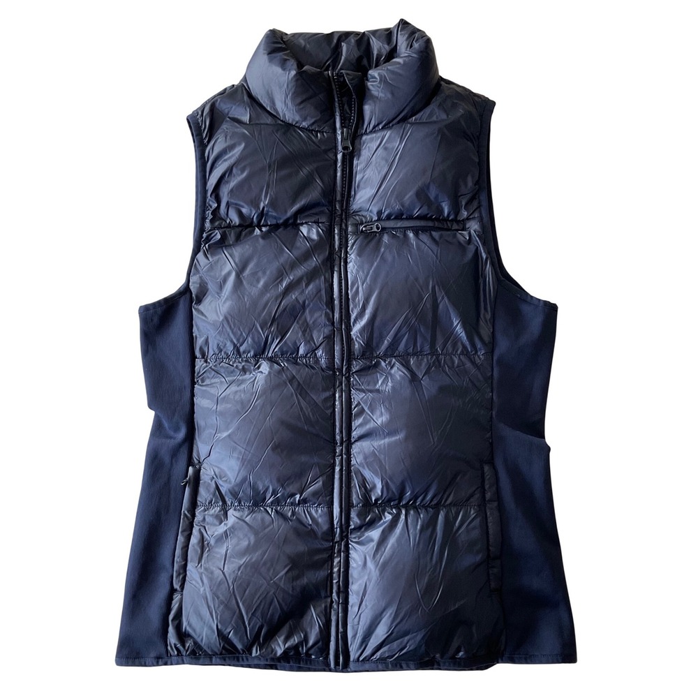Fabletics Navy Blue Quilted‎ Puffer Vest Womens Size Medium Full Zip